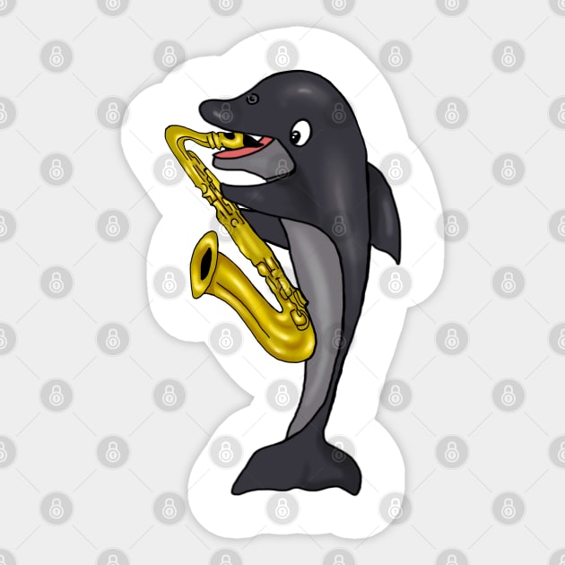 Shark Playing Saxophone Sticker by Merchweaver
